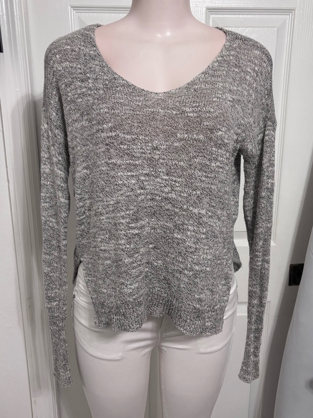 Hollister Gray Marled Scoop Neck Sweater
